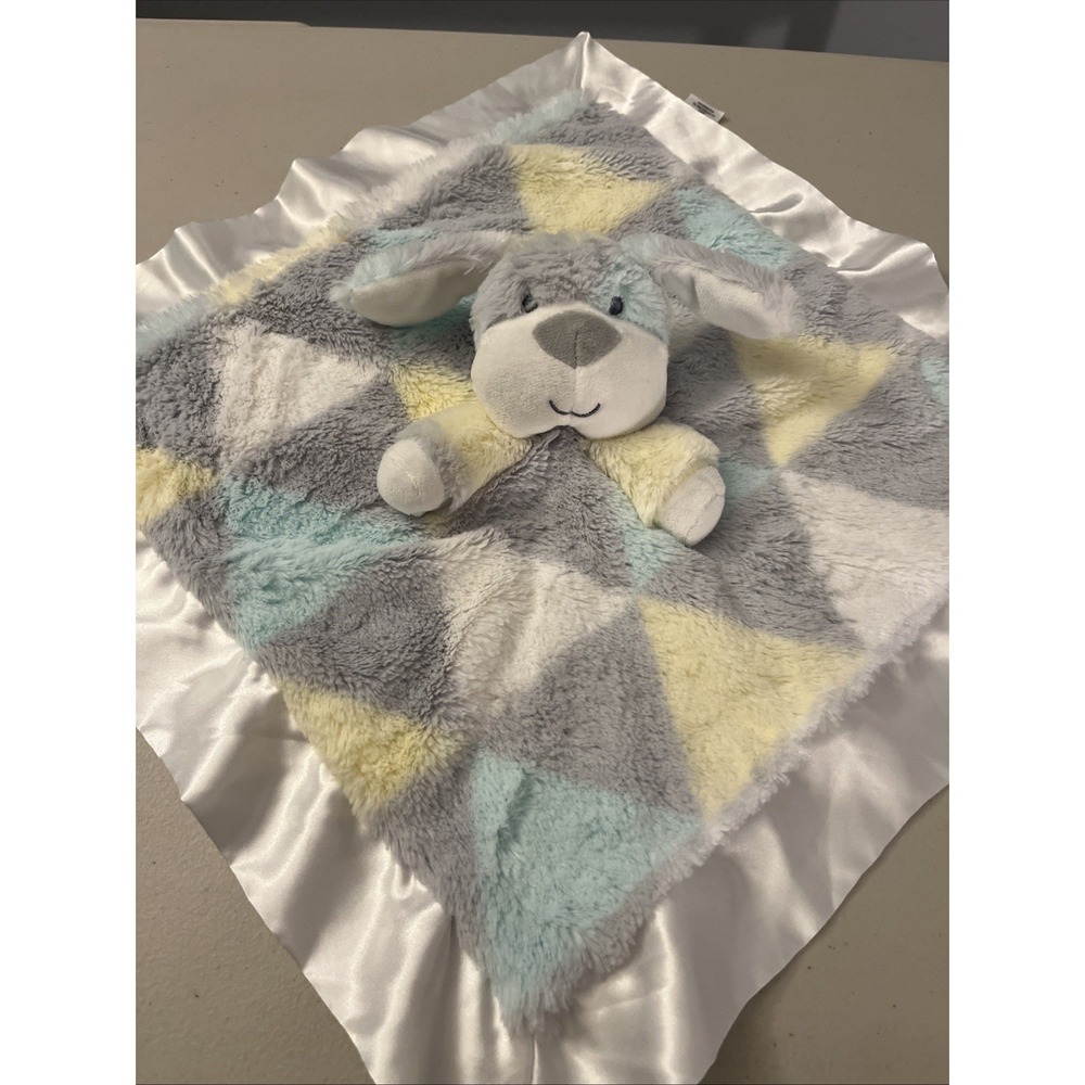 Security Blanket Lovey Baby Essentials Dog Puppy Gray Softy Satin Cuddletoy